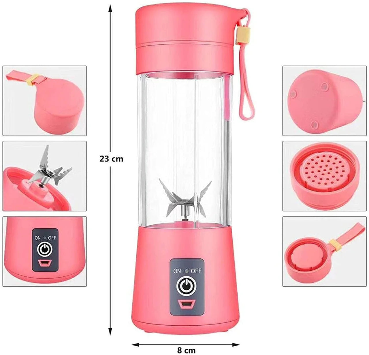 6-Blade Mini Portable USB Juicer Blender – Rechargeable Smoothie Maker for Travel & Gym