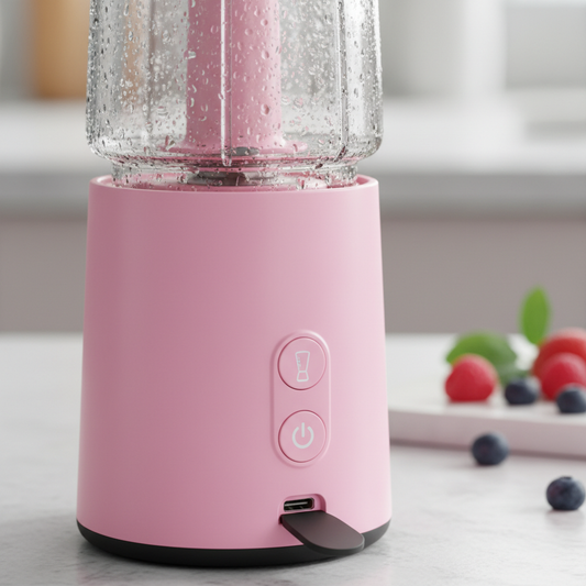 Close-up of rechargeable juicer USB charging port