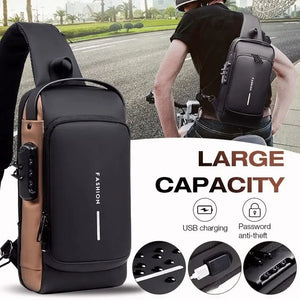 Anti-theft Cross Body Sling Bag – USB Charging Port, Password Lock & High-Capacity Design