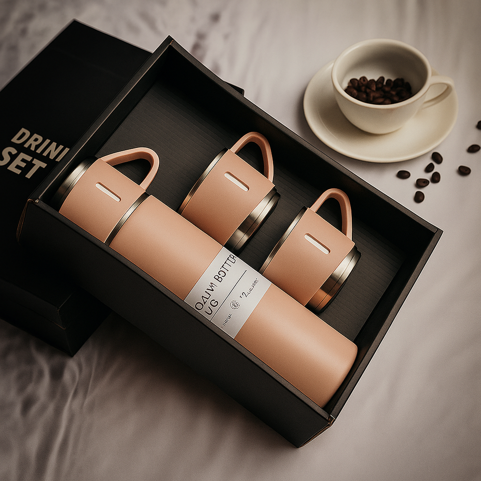 500ML Stainless Steel Vacuum Insulated Bottle Gift Set Office Business Style Coffee Mug Thermos Bottle Portable Flask