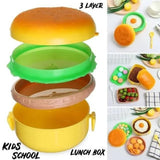 3-Tier Burger-Style Kids Lunch Box | Fun Stackable Food Container for School & Travel
