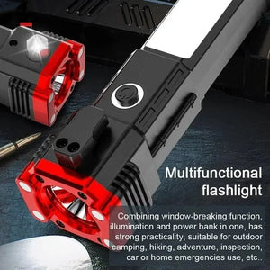 Multifunction Rechargeable LED Flashlight – Car Emergency Tool with Window Breaker, Seatbelt Cutter & Power Bank