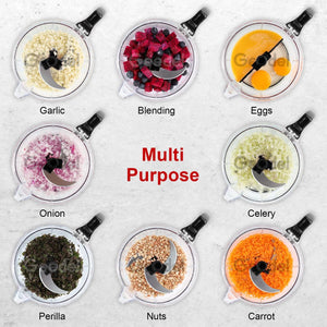 Multi-purpose Manual Food Chopper – 5-in-1 Vegetable Cutter, Slicer & Grater with Interchangeable Blades