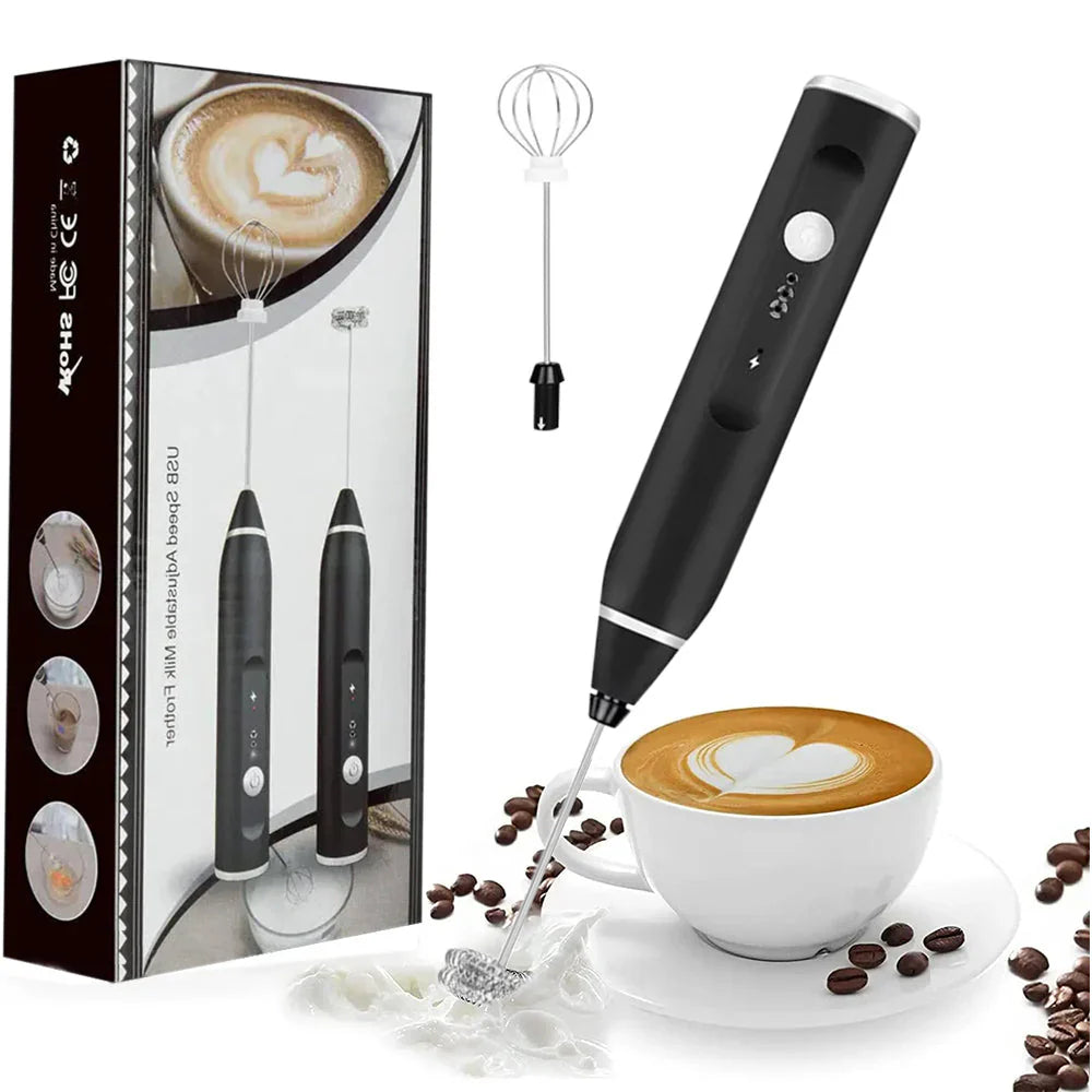 Rechargeable Coffee Beater - Electric Coffee Mixer Rechargeable Milk Shaker Maker - 2 in 1 Electric Egg Beater Coffee - USB Adjustable Electric Blender