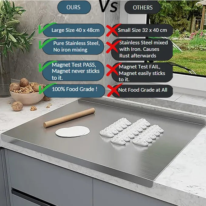 16"*11" Double Sided Stainless Steel/Wheat Straw Cutting Board, Separate Surfaces for Meat & Veggies, Large Non Toxic Chopping Board for Kitchen,Dishwasher Safe, Scratch Resistant Mesh Design