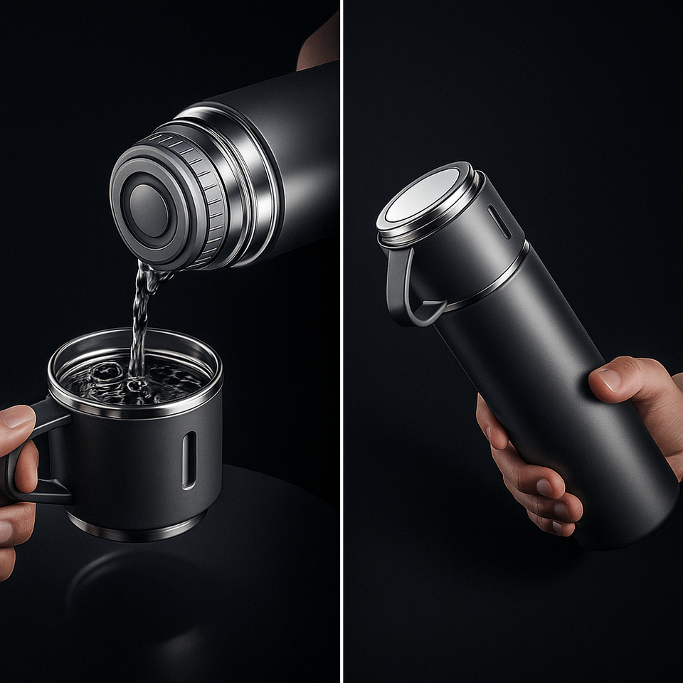 500ML Stainless Steel Vacuum Insulated Bottle Gift Set Office Business Style Coffee Mug Thermos Bottle Portable Flask