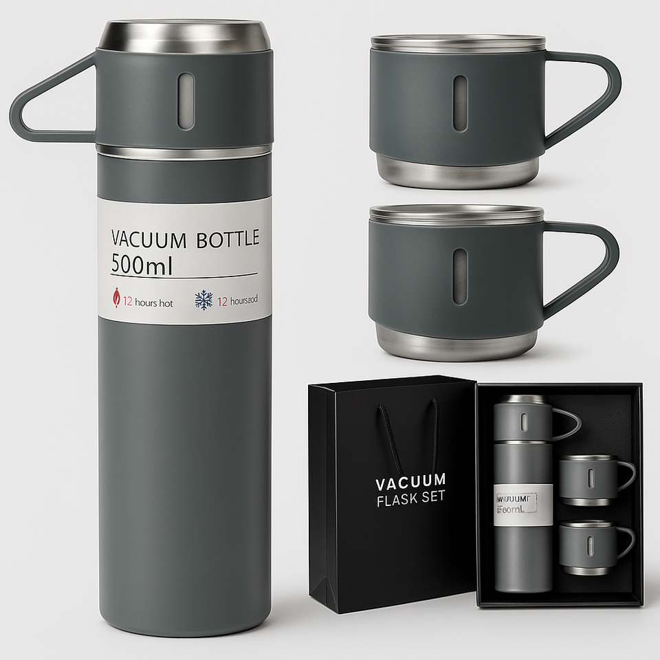 500ML Stainless Steel Vacuum Insulated Bottle Gift Set Office Business Style Coffee Mug Thermos Bottle Portable Flask