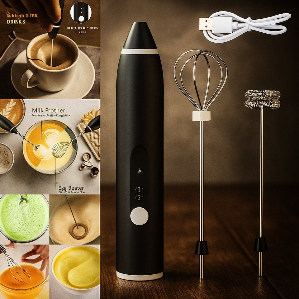 Rechargeable Coffee Beater - Electric Coffee Mixer Rechargeable Milk Shaker Maker - 2 in 1 Electric Egg Beater Coffee - USB Adjustable Electric Blender