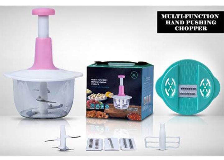 Manual Hand Push Food Chopper – Compact Vegetable & Fruit Cutter with Mixing Blade