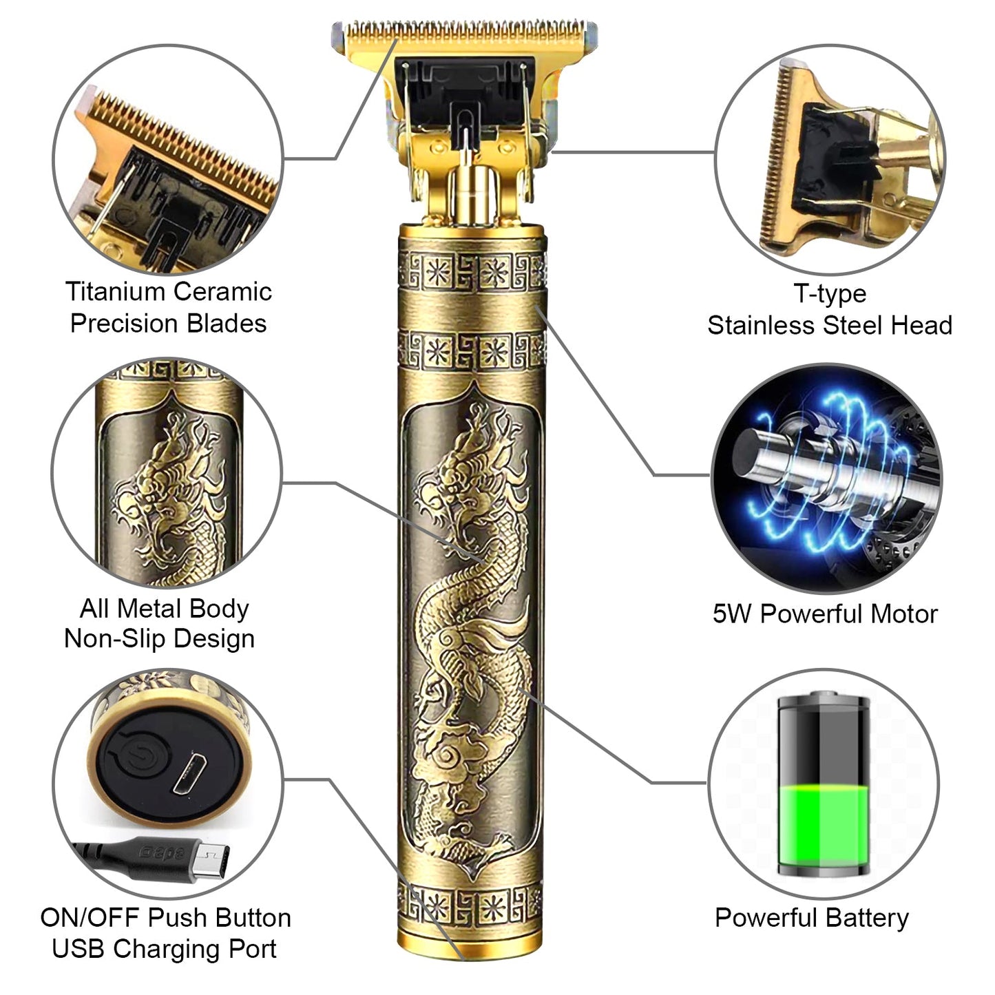 Hair Trimming Vintage T9 Electric Hair Clipper Hair Cutting Machine Professional Men Electric Shaver Rechargeable Trimmer for Men Mini is Easy to use