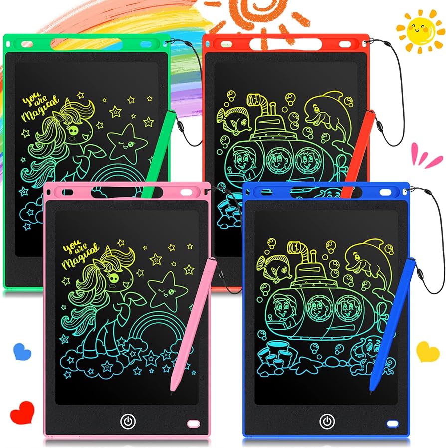 LCD Writing Tablet for Kids, 6.5 Inch Colorful Doodle Board Drawing Tablet, Erasable Reusable Electronic Drawing Pads, Educational Learning Toys Birthday Gifts for Girls Boys Age 3 4 5 6 7 8