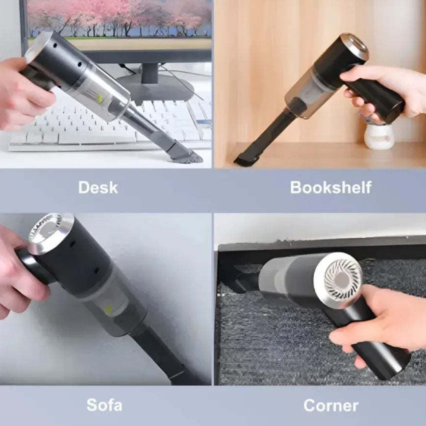 Compressed Air Duster, 100000RPM Handheld Car Vacuum/Air Blower& Pump, 3 Gear Adjustable Electric Air Duster/Car Vacuum Cleaner, Keyboard Duster with LED Light-10 Kits Air Blower for Computer