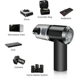 Compressed Air Duster, 100000RPM Handheld Car Vacuum/Air Blower& Pump, 3 Gear Adjustable Electric Air Duster/Car Vacuum Cleaner, Keyboard Duster with LED Light-10 Kits Air Blower for Computer