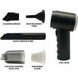 Compressed Air Duster, 100000RPM Handheld Car Vacuum/Air Blower& Pump, 3 Gear Adjustable Electric Air Duster/Car Vacuum Cleaner, Keyboard Duster with LED Light-10 Kits Air Blower for Computer