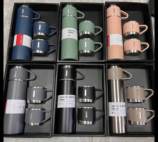 500ML Stainless Steel Vacuum Insulated Bottle Gift Set Office Business Style Coffee Mug Thermos Bottle Portable Flask