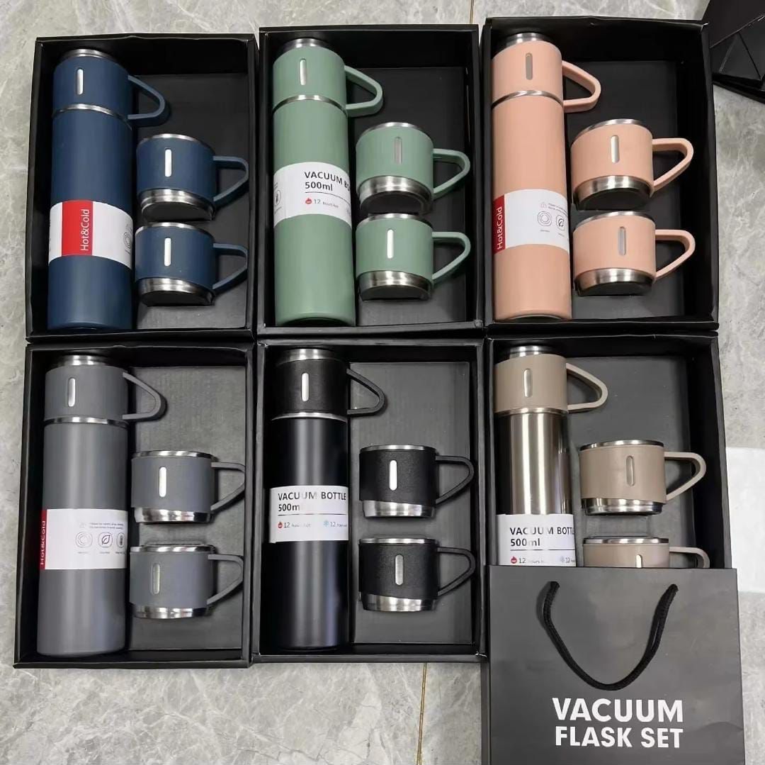 500ML Stainless Steel Vacuum Insulated Bottle Gift Set Office Business Style Coffee Mug Thermos Bottle Portable Flask