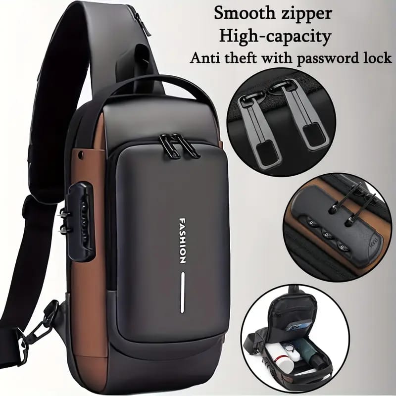 Anti-theft Cross Body Sling Bag – USB Charging Port, Password Lock & High-Capacity Design