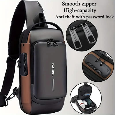 Anti-theft Cross Body Sling Bag – USB Charging Port, Password Lock & High-Capacity Design