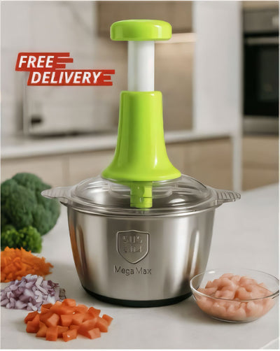 2.0L 4-Blade Meat & Vegetable Push Chopper – Stainless Steel Bowl | Premium Quality