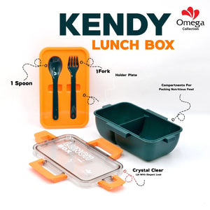 Kendy 2-Portion School Lunch Box – With Spoon, Fork & Lock Lid | BPA-Free & Leak-Proof
