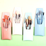8 Pcs Leather Makeup Brush Set – Soft Bristles with Travel-Friendly Leather Pouch