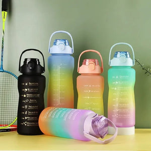 3-in-1 Motivational Water Bottle Set – Gradient Leak-Proof Bottles with Time Marker (Set of 3)