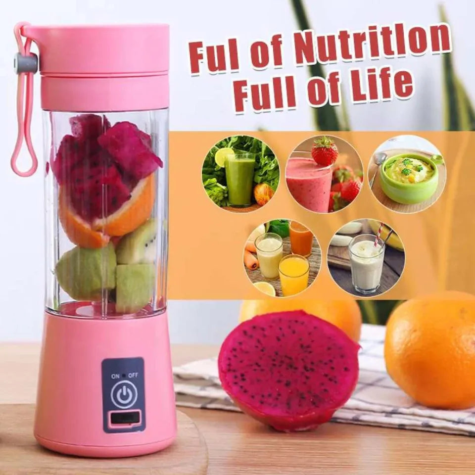 6-Blade Mini Portable USB Juicer Blender – Rechargeable Smoothie Maker for Travel & Gym