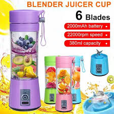 6-Blade Mini Portable USB Juicer Blender – Rechargeable Smoothie Maker for Travel & Gym