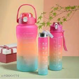 3-in-1 Motivational Water Bottle Set – Gradient Leak-Proof Bottles with Time Marker (Set of 3)