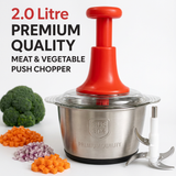 2.0L 4-Blade Meat & Vegetable Push Chopper – Stainless Steel Bowl | Premium Quality