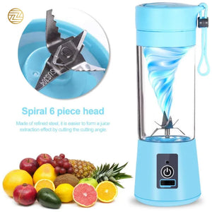 6-Blade Mini Portable USB Juicer Blender – Rechargeable Smoothie Maker for Travel & Gym