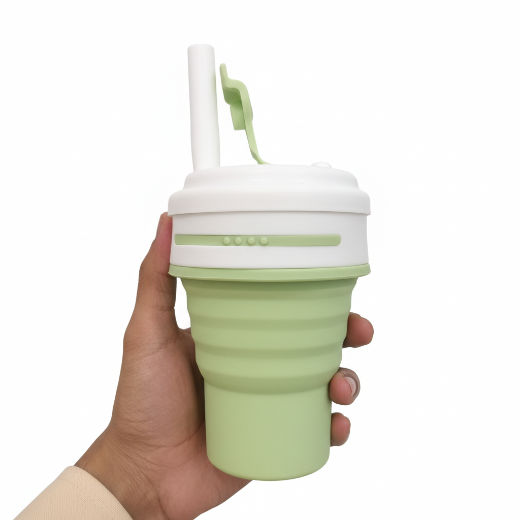 Close-up detail of silicone material and leak-proof lid