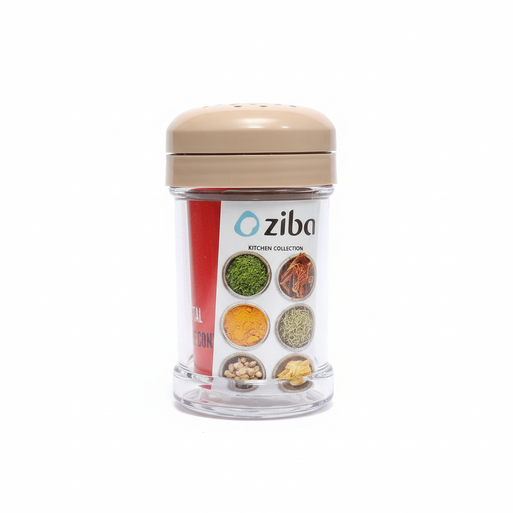 Transparent glass salt shaker on white background