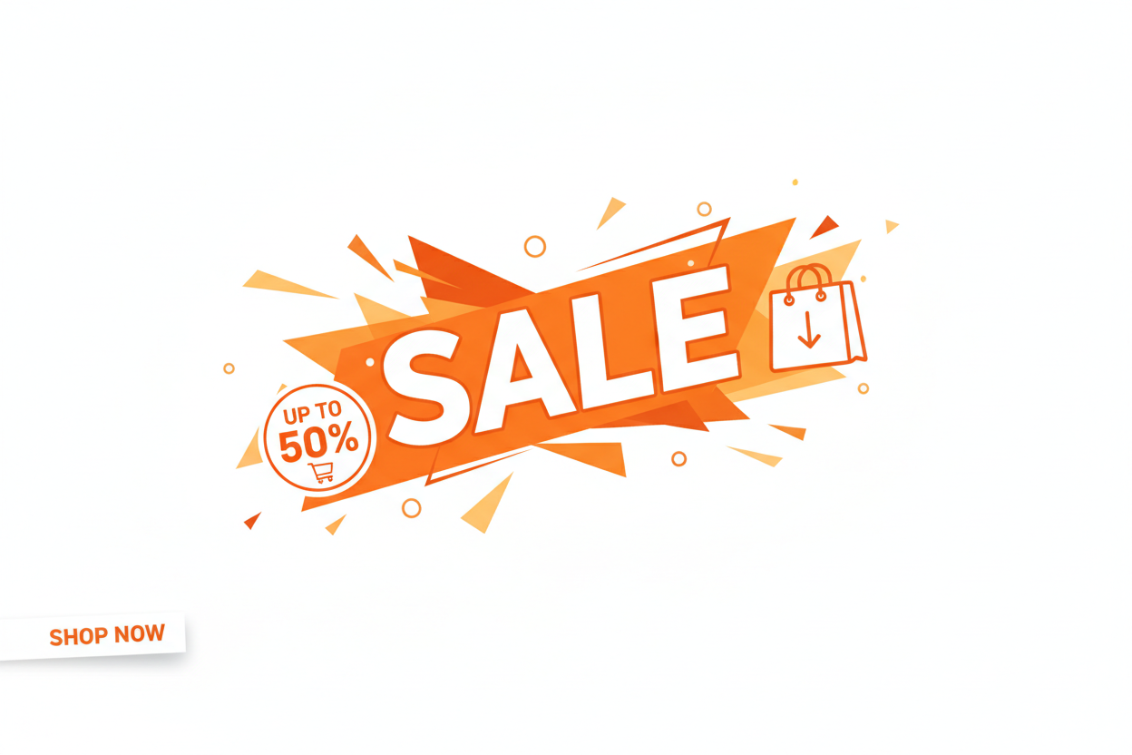 sales banner orange and white theme