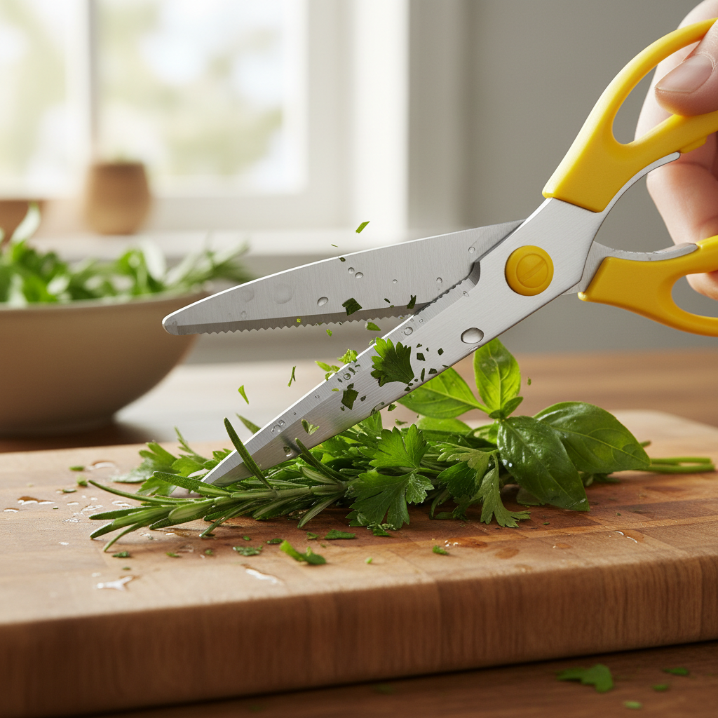 Scissors cutting herbs