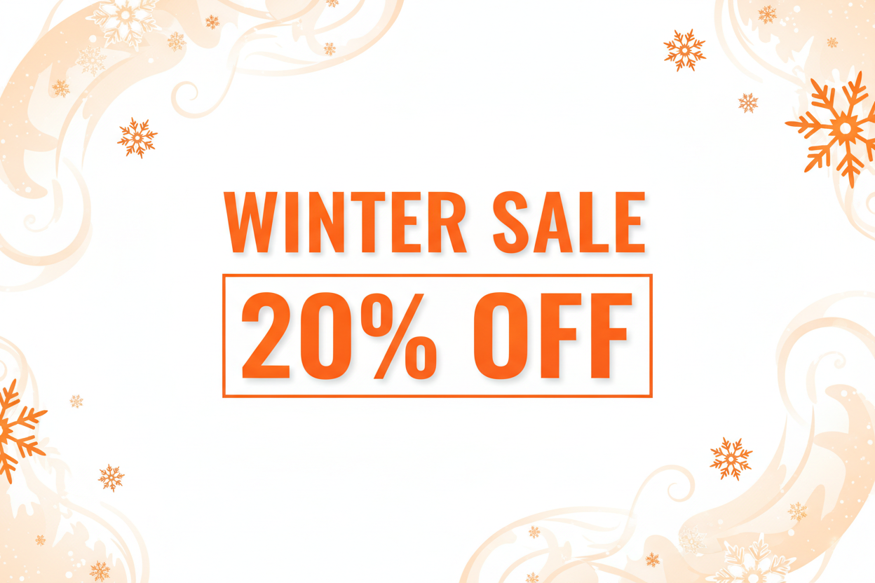 winter sale 20% og orange and white theme
